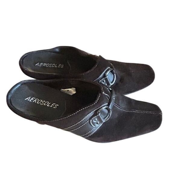 Aerosoles Brown Suede Slip-On Mules with Buckle Detail – Women’s Size 7B (EU 38) - Picture 6 of 8